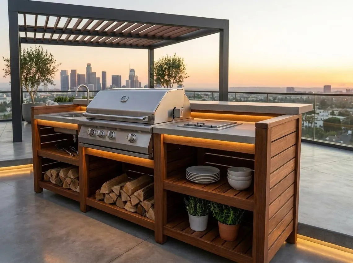 DIY Outdoor Kitchen Plans | Grill Station Bar & Sink Cabinet Woodworking Blueprint PDF