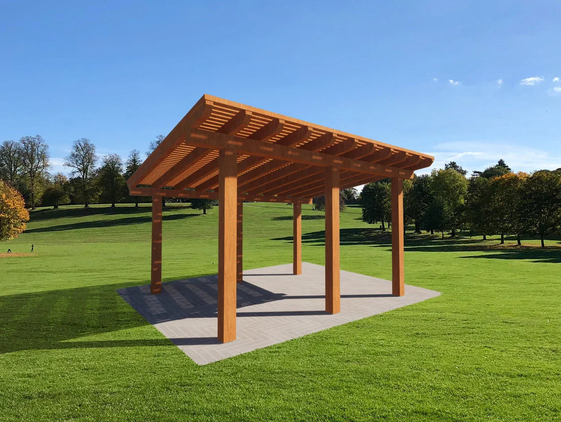 13x16 Gazebo Timber Frame Plan, PDF Plan + 3D Sketchup File Included + Full Build Videos | Gazebo Pergola Design Plan | Outdoor Wood Build