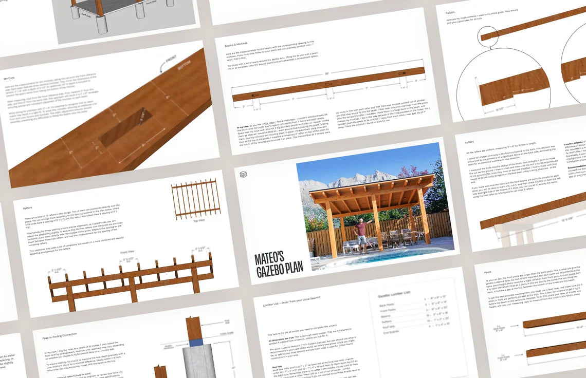 13x16 Gazebo Timber Frame Plan, PDF Plan + 3D Sketchup File Included + Full Build Videos | Gazebo Pergola Design Plan | Outdoor Wood Build
