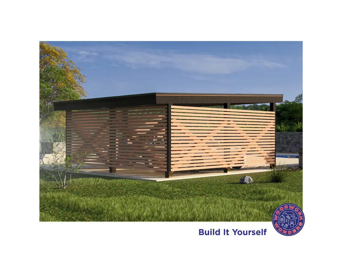 22x22 Carport Plans, Modern Pavilion / DIY Plans - Detailed Blueprints