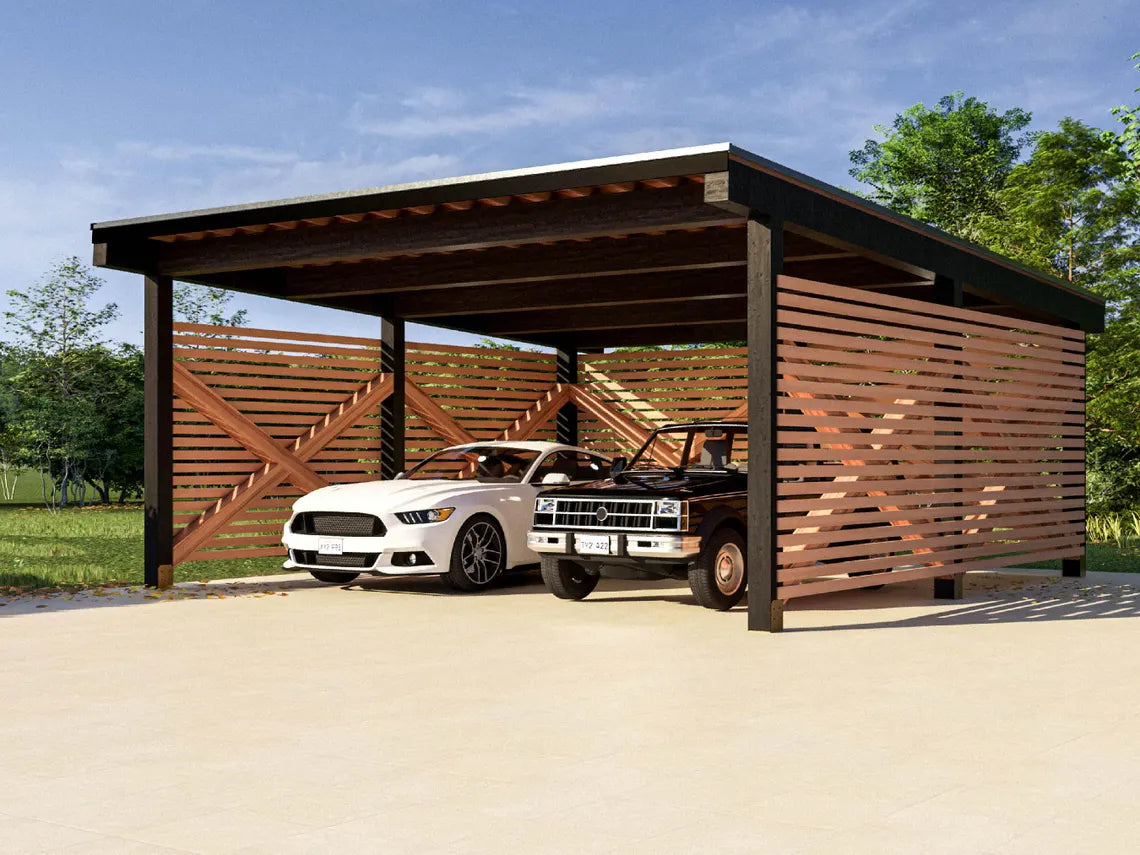 22x22 Carport Plans, Modern Pavilion / DIY Plans - Detailed Blueprints