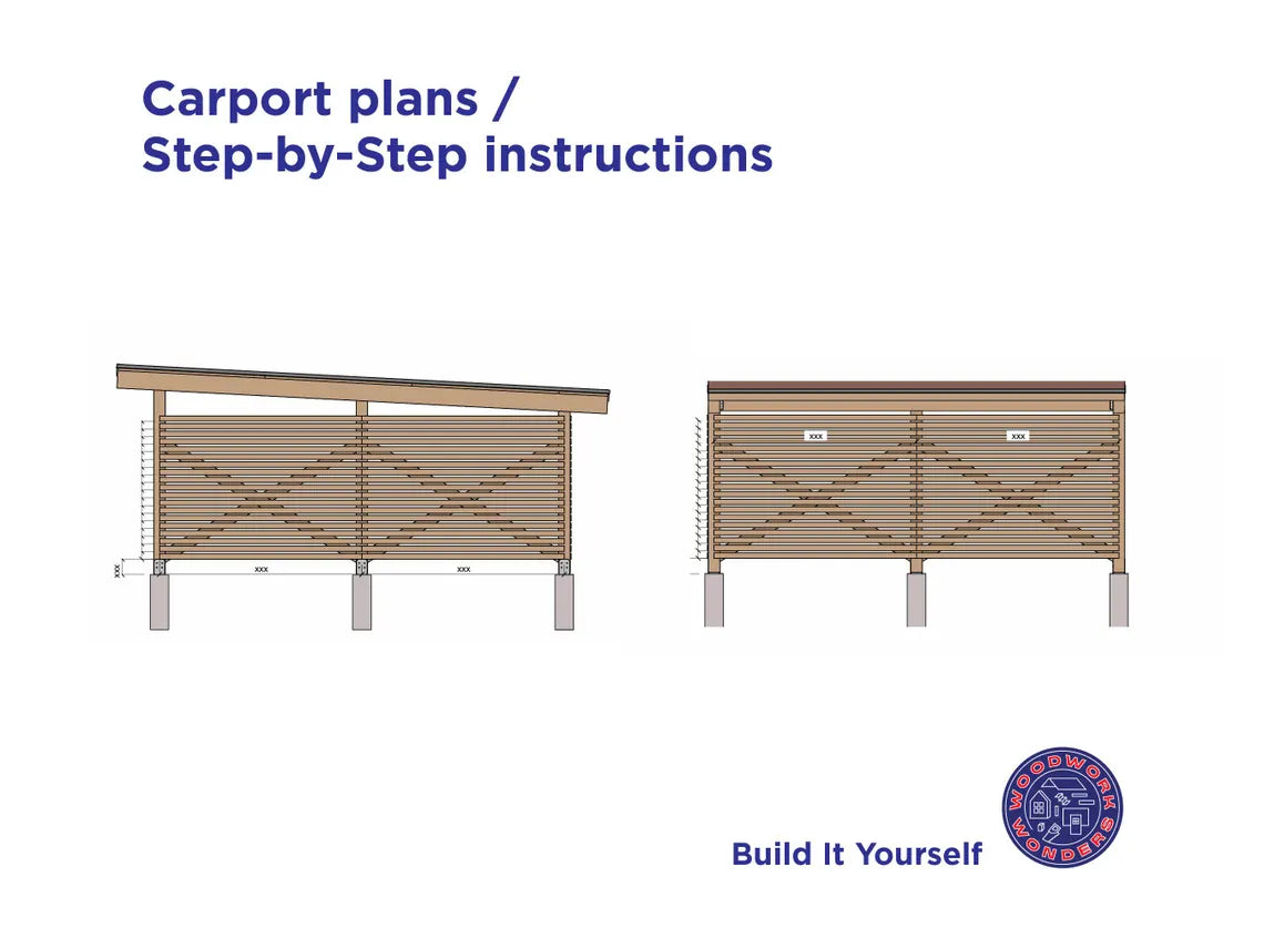 22x22 Carport Plans, Modern Pavilion / DIY Plans - Detailed Blueprints