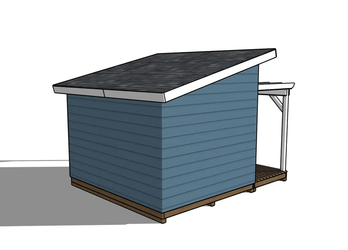 10x12 Guest House Shed Plans - Modern Office Shed with Deck Pergola Guide - PDF Download