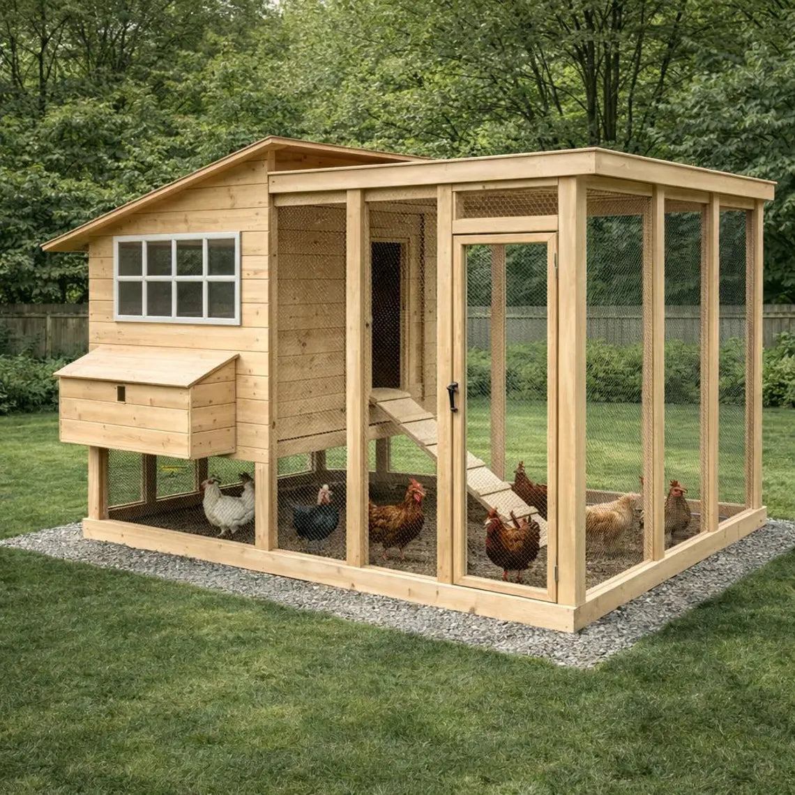 8x10 Large Chicken Coop Plans, Walk in Chicken Coop with Run Build Plans, DIY Woodworking Plans