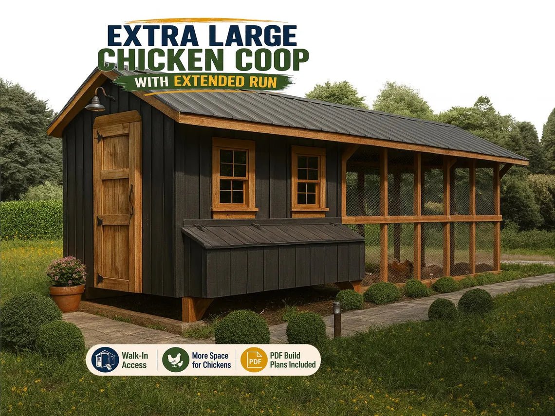 Chicken Coop Plans | 8x8 Walk-In Design + 8x16 Run | DIY Backyard PDF