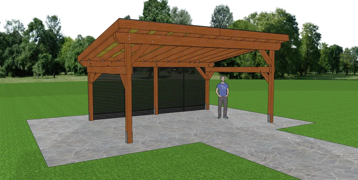 14x20 Lean to Pavilion Plans, DIY Outdoor Gazebo Woodworking Plans