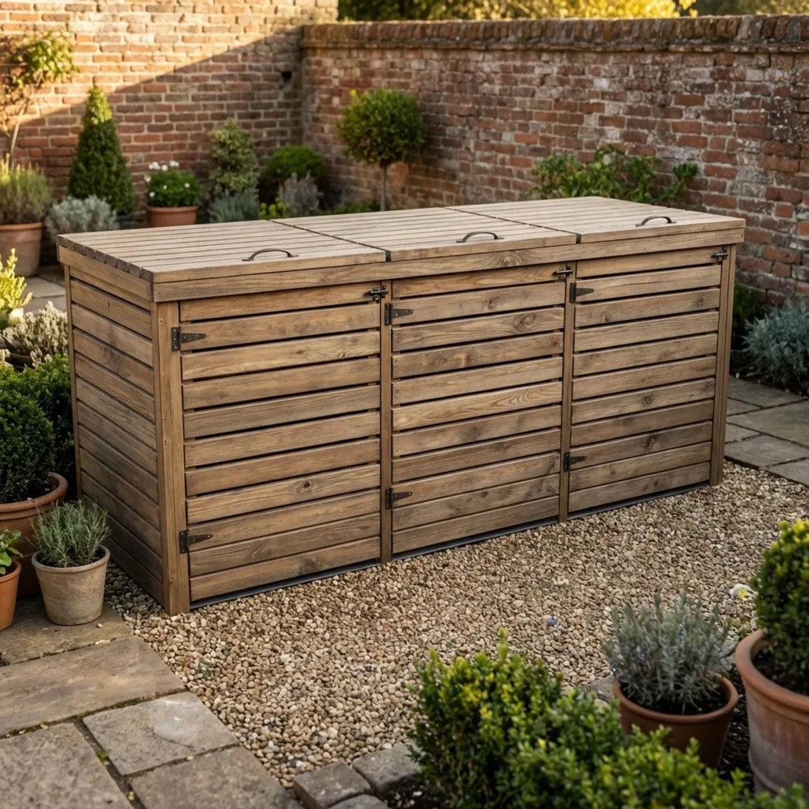 DIY Triple Wheelie Bin Storage Plans PDF | Wooden Trash Can Enclosure Blueprint | 3-Bay Garbage Shed | Outdoor Bin Hideaway Woodworking