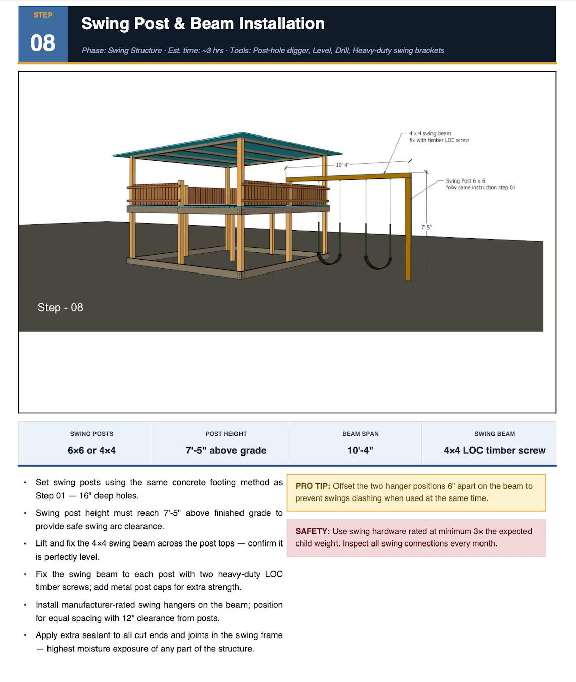 DIY Adventure Playhouse Plans with Slide & Swing | Backyard Kids Playground | Step-by-Step PDF Guide, Material List | Wooden Outdoor Playset