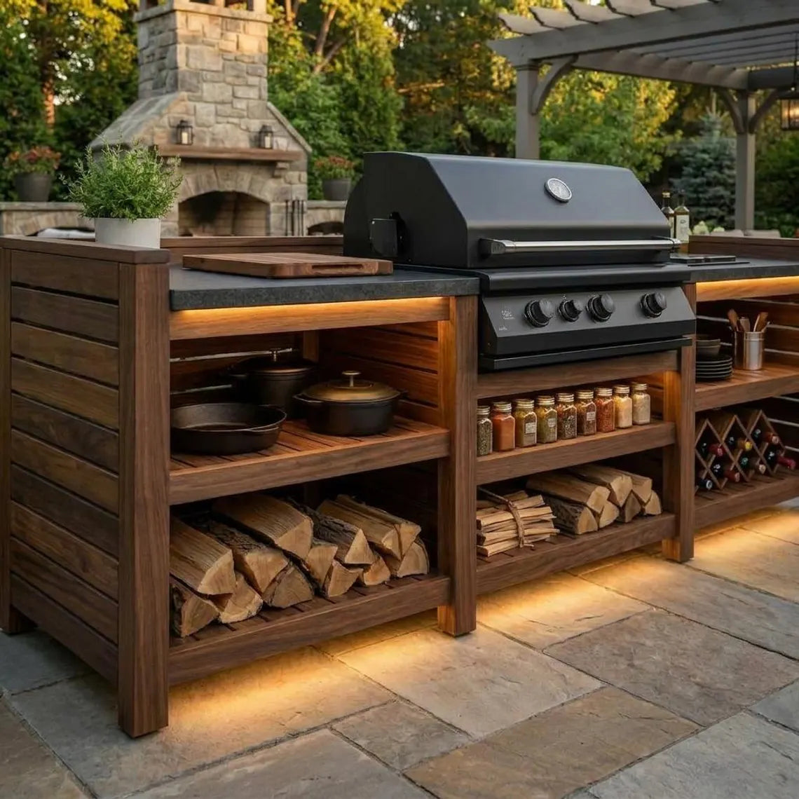 DIY Outdoor Kitchen Plans | Grill Station Bar & Sink Cabinet Woodworking Blueprint PDF