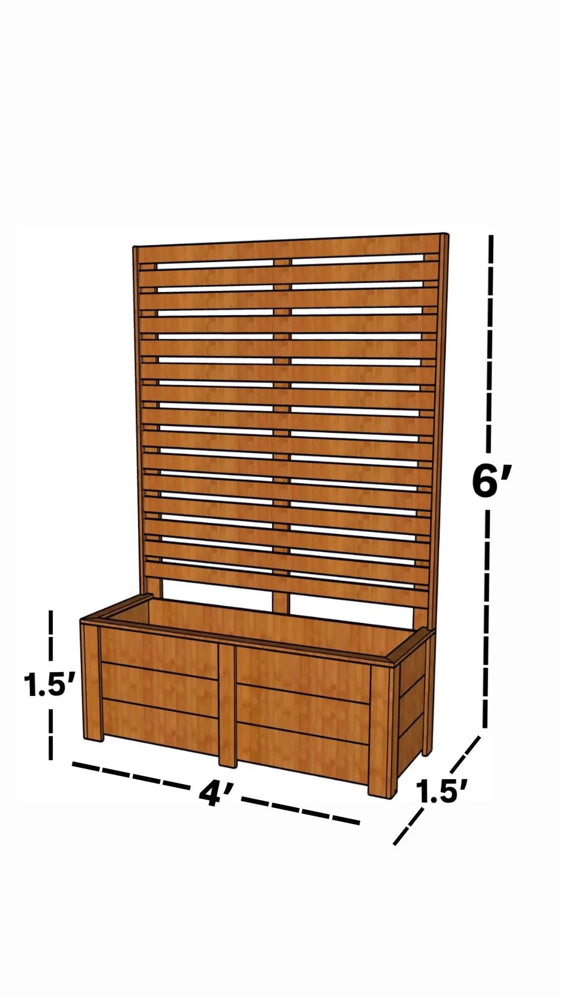 4ft Cedar Planter Box Plans with 6ft Privacy Screen – DIY Raised Garden Bed Blueprint, Outdoor Planter Build Guide, Woodworking Plans PDF