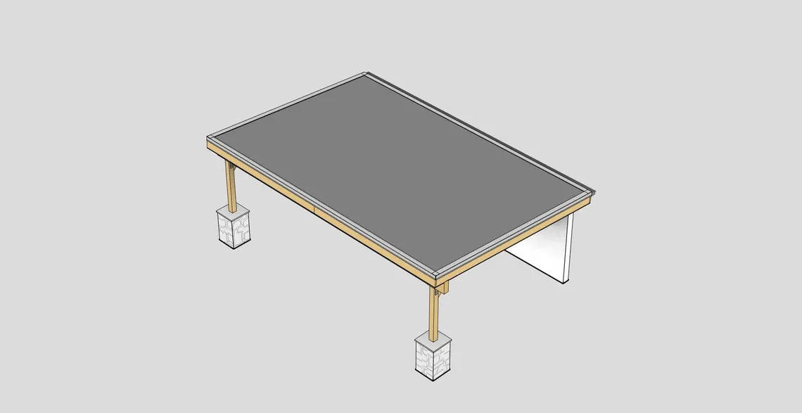 24x16 Monoslope Pavilion Plans, Modern Outdoor Kitchen Pavilion, Shed Roof Patio Cover, Backyard Pavilion DIY Plans, Poolside Bar Structure