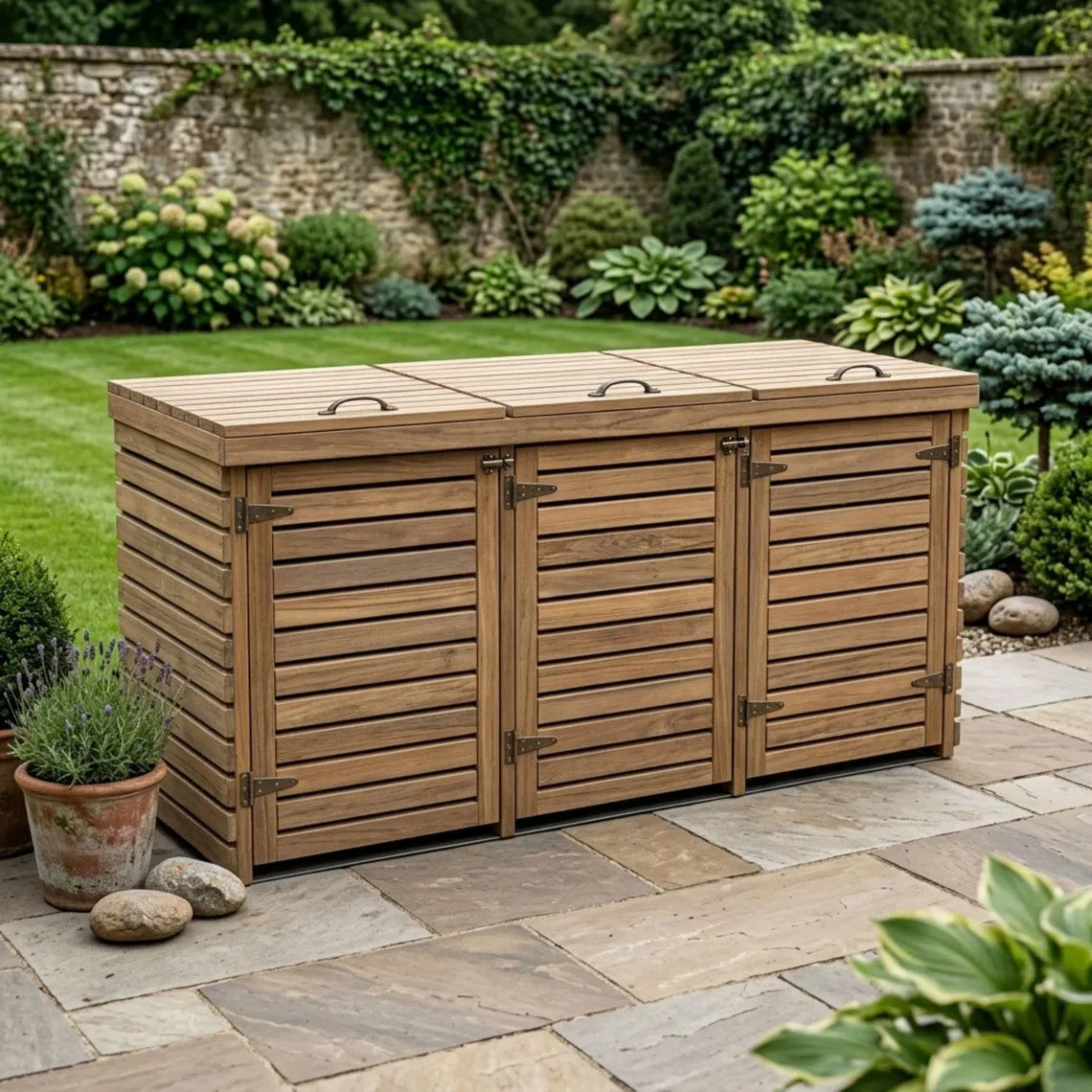 DIY Triple Wheelie Bin Storage Plans PDF | Wooden Trash Can Enclosure Blueprint | 3-Bay Garbage Shed | Outdoor Bin Hideaway Woodworking