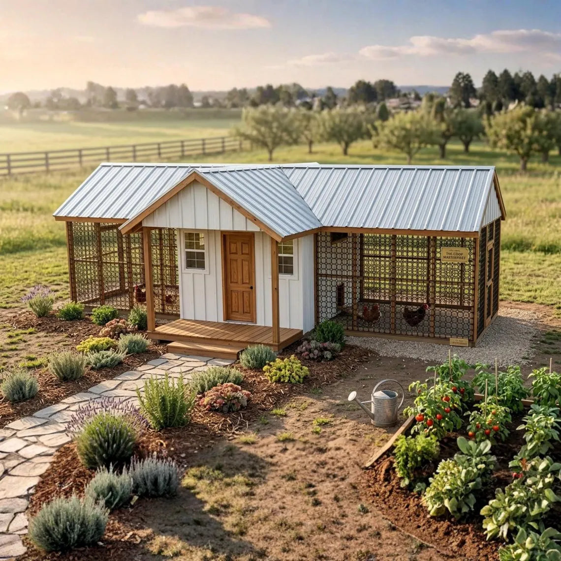 DIY Large Chicken Coop Plans with Run | 15-20 Chicken Coop Blueprints | 8x24 Wood Hen House & Turkey Coop