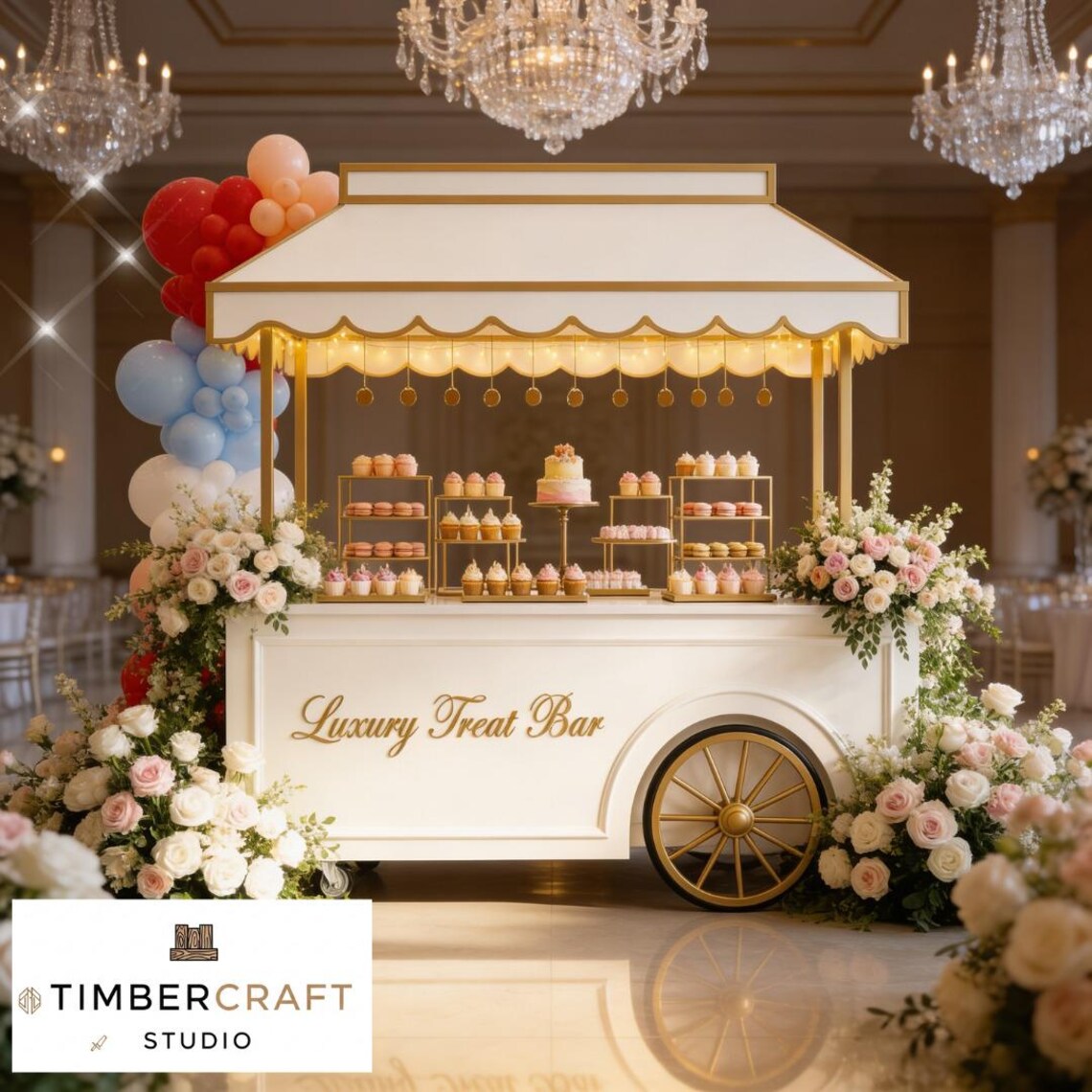 Luxury Treat Bar Cart DIY Plans | Dessert Cart Build Guide | Wedding Birthday Candy Cart | Step-by-Step PDF | Beginner Friendly