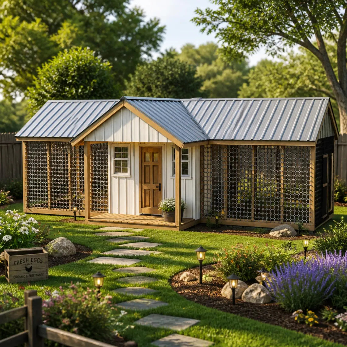 DIY Large Chicken Coop Plans with Run | 15-20 Chicken Coop Blueprints | 8x24 Wood Hen House & Turkey Coop